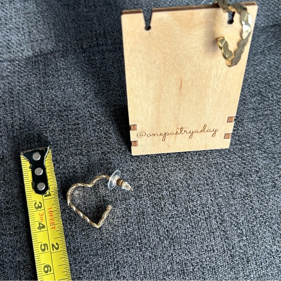 Gold Twist Heart Cuff Hoop Earrings, Unique, Funky - Picture 13 of 16